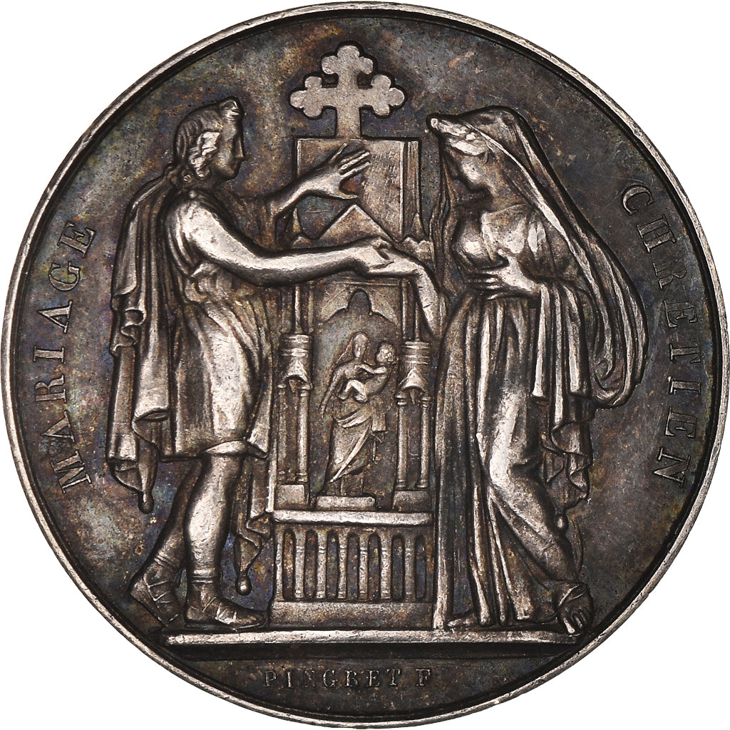 Frankreich, Medaille, Mariage Chrétien, Religions & beliefs, Pingret, VZ