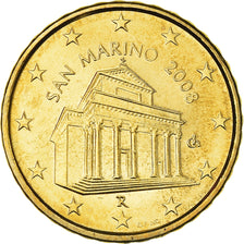 San Marino, 10 Euro Cent, 2008, Rome, MS(63), Brass, KM:482