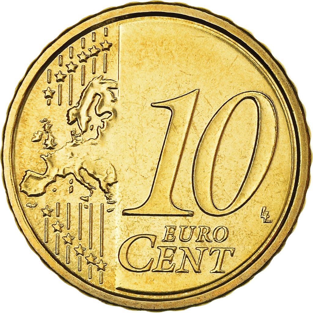 San Marino, 10 Euro Cent, 2008, Rome, MS(63), Brass, KM:482