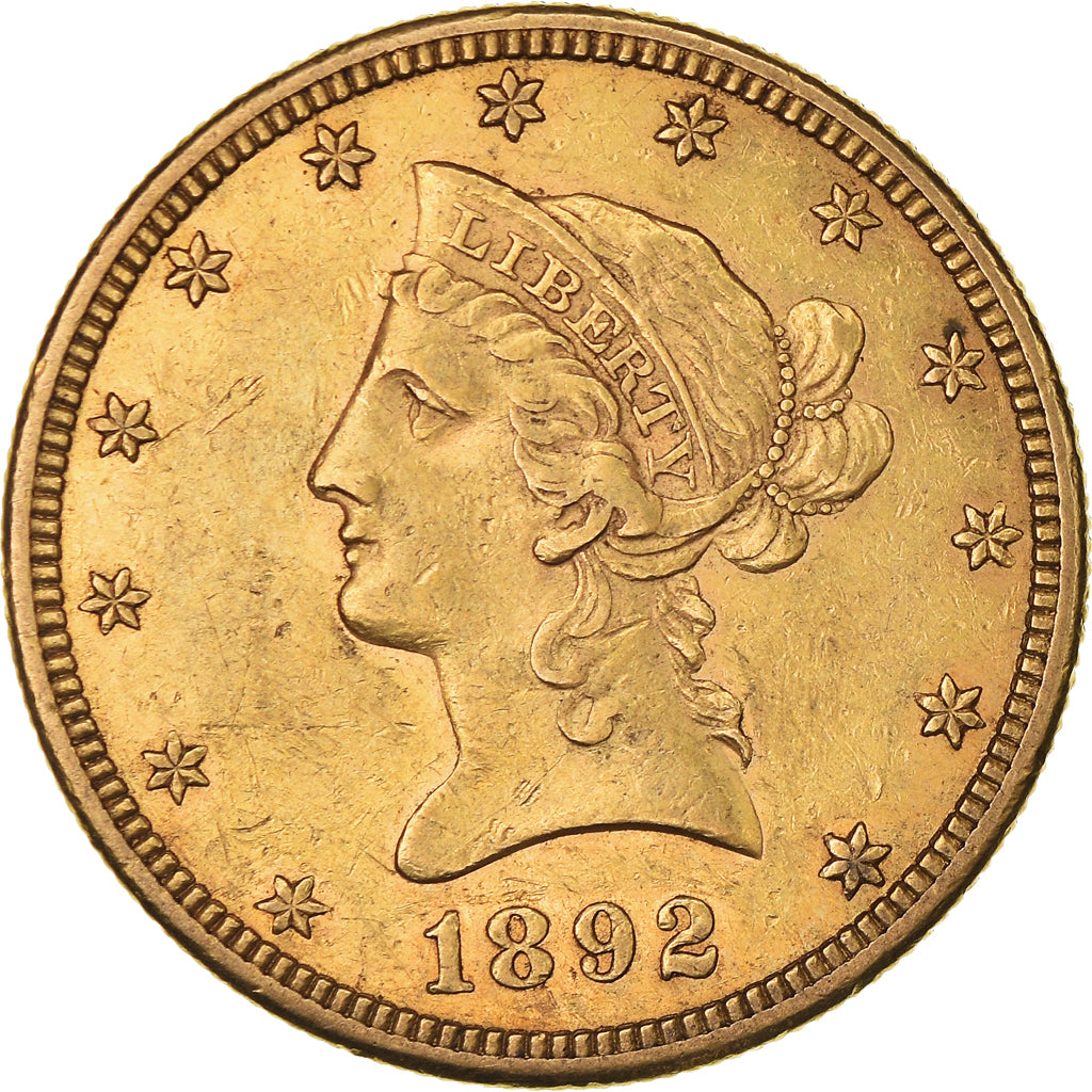 Coin, United States, Coronet Head, $10, Eagle, 1892, U.S. Mint, San Francisco