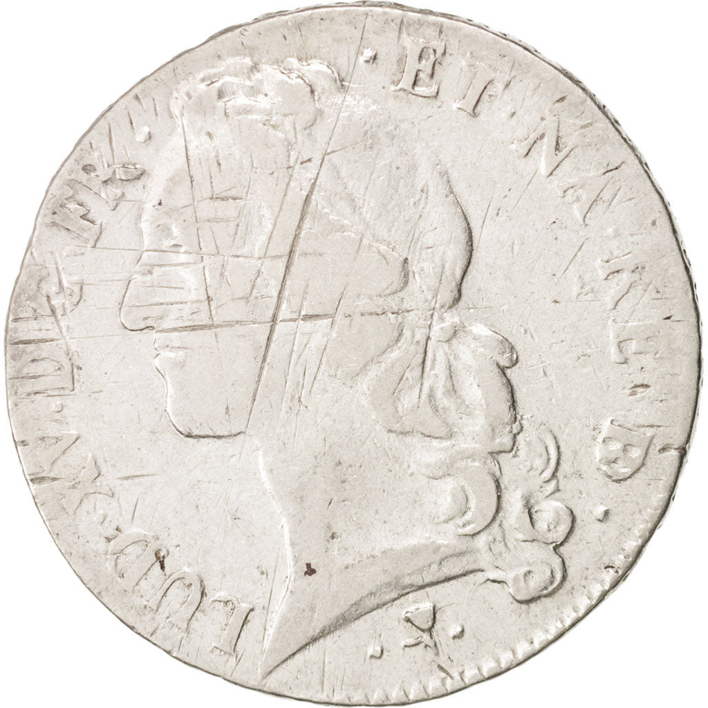 France, Louis XV, Écu de Béarn au bandeau, 1757, Pau, F(12-15), Silver, KM 518