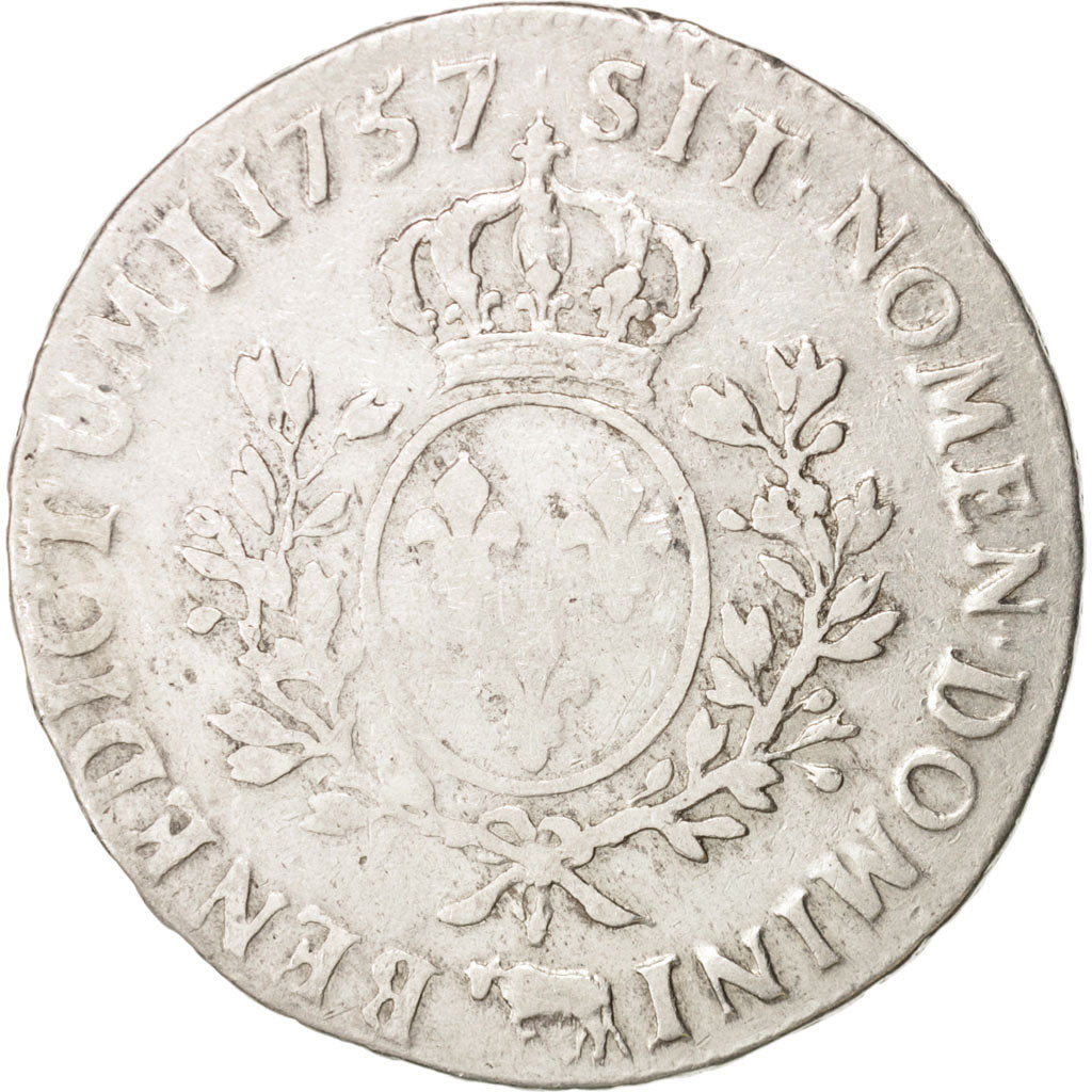 France, Louis XV, Écu de Béarn au bandeau, 1757, Pau, F(12-15), Silver, KM 518