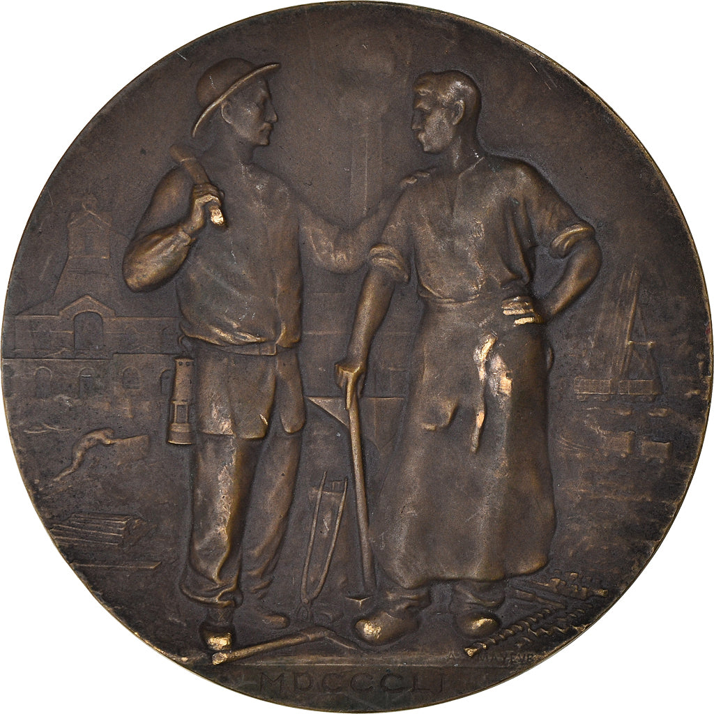 France, Médaille, Compagnie des Mines de Béthune, 1927, Mayeur, SUP, Bronze