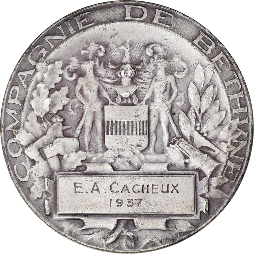 France, Medal, Compagnie des Mines de Béthune, 1937, Mayeur, AU(50-53), Silver