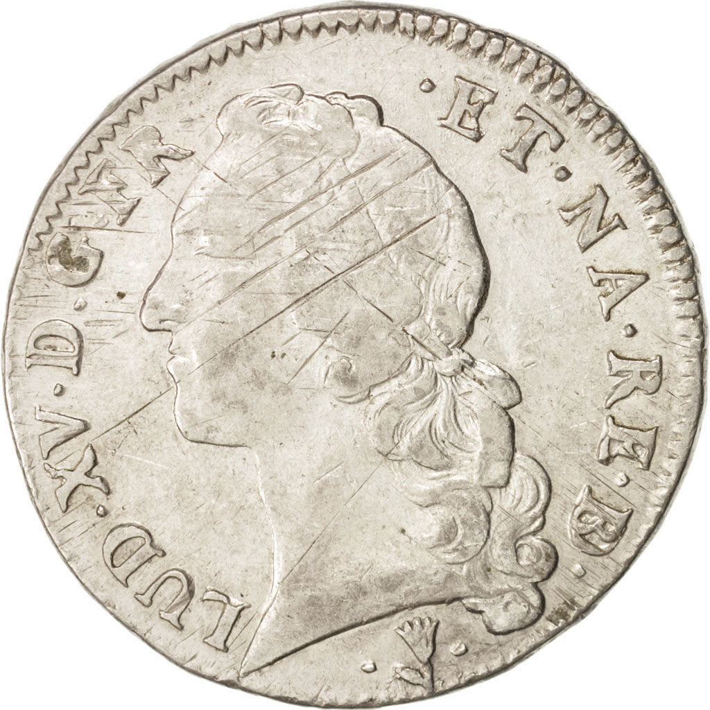 France, Louis XV, Écu de Béarn au bandeau, 1755, Pau, TB, Argent, Gadoury 322a