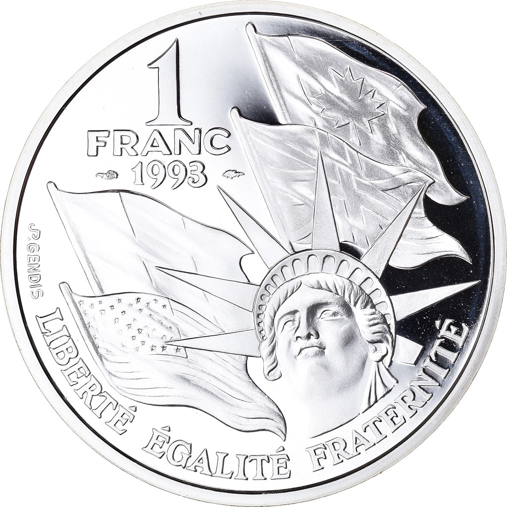 Coin, France, Débarquement, Franc, 1993, Paris, BE, MS(65-70), Silver, KM:1014