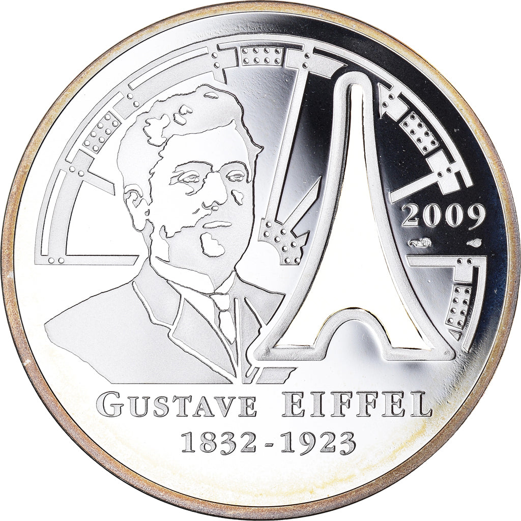 France, 10 Euro, Gustave Eiffel, 2009, Paris, BE, FDC, Argent, KM:1601