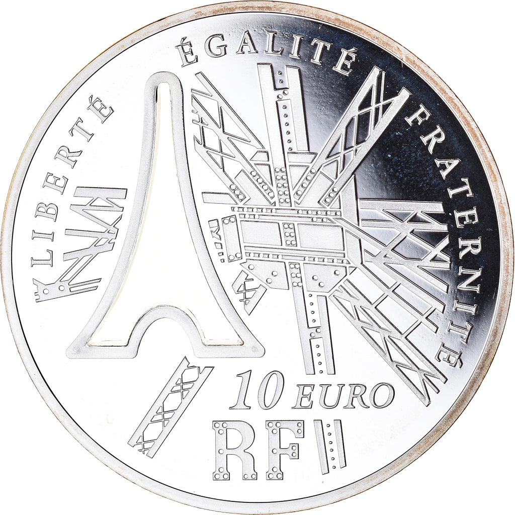 France, 10 Euro, Gustave Eiffel, 2009, Paris, BE, FDC, Argent, KM:1601