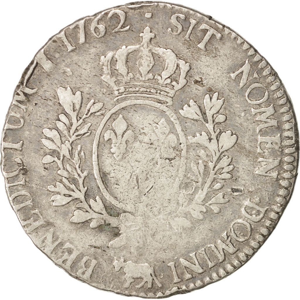 France, Louis XV, Écu de Béarn au bandeau, 1762, Pau, F(12-15), Silver, KM 518