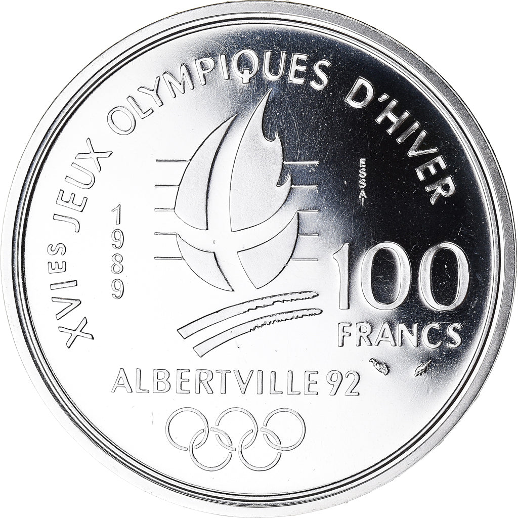 Coin, France, patinage artistique, JO Albertville 92, 100 Francs, 1989, ESSAI