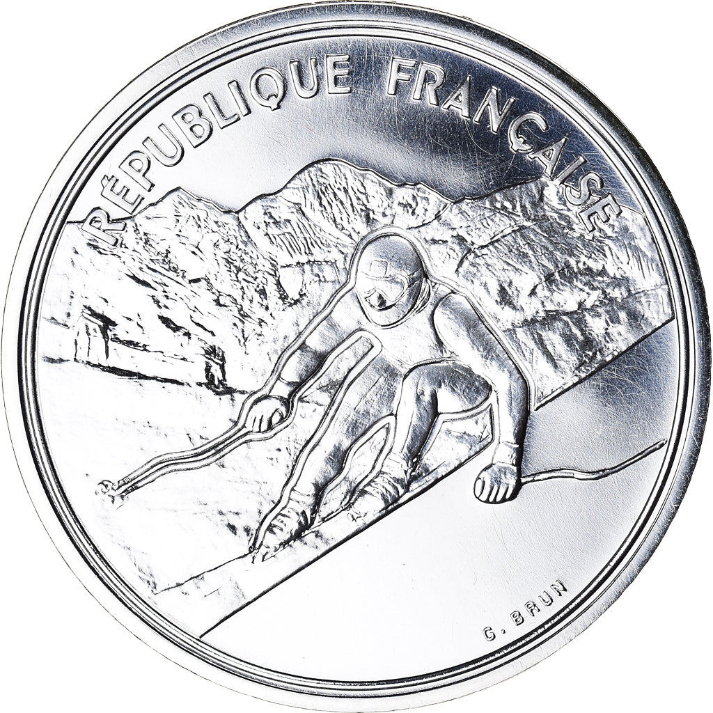 Münze, Frankreich, Alpine skiing, JO Albertville 92, 100 Francs, 1989, ESSAI