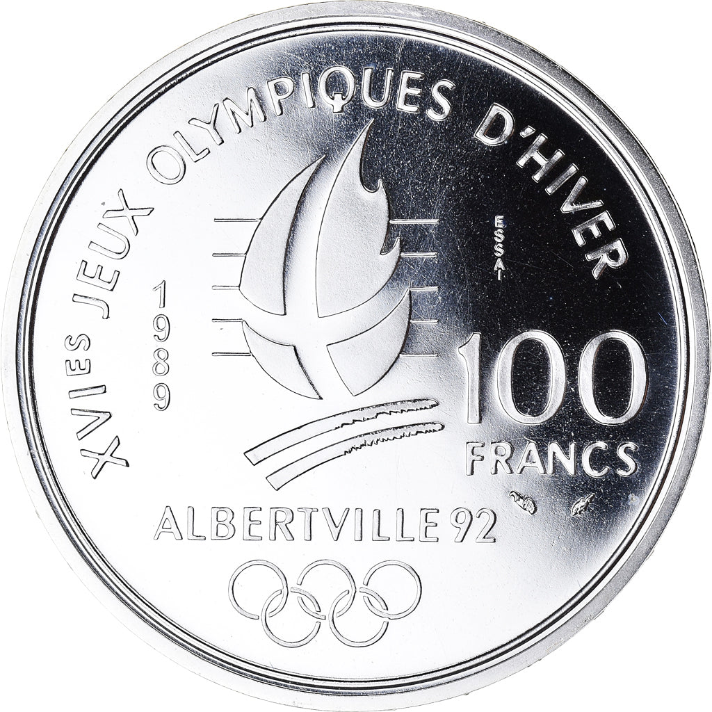 Münze, Frankreich, Alpine skiing, JO Albertville 92, 100 Francs, 1989, ESSAI