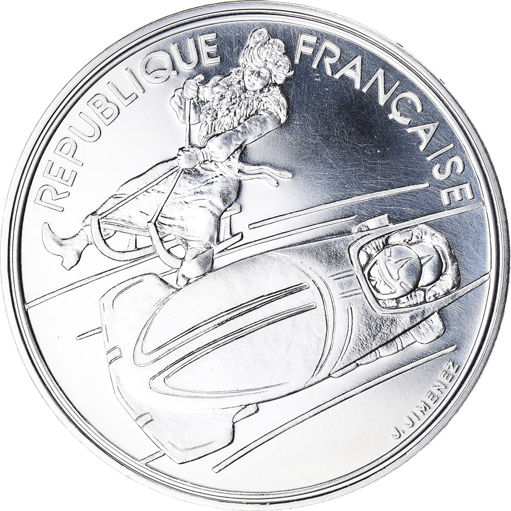 Coin, France, Albertville - Bobsledding, 100 Francs, 1990, ESSAI, MS(65-70)