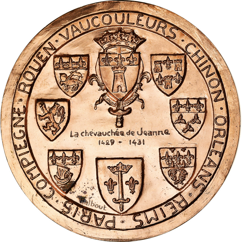 France, Medal, La Chevauchée de Jeanne d'Arc, History, 1987, Halbout