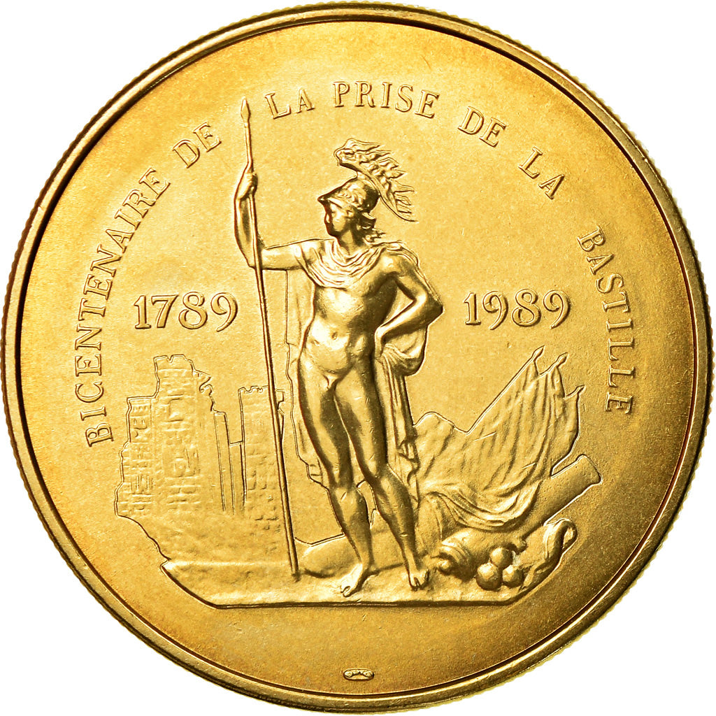 France, Medal, Révolution Française, Prise de la Bastille, MS(65-70), Gilt