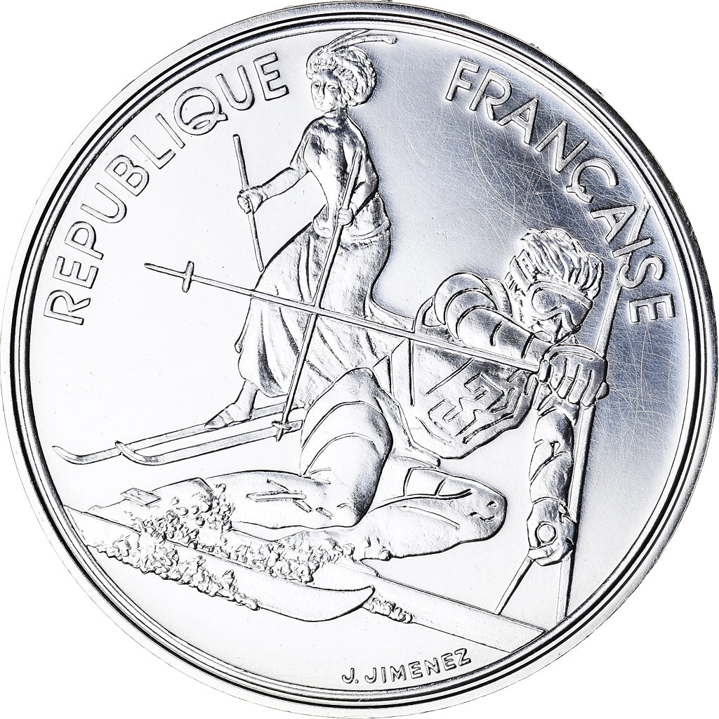 Moeda, França, Slalom skiers, JO Albertville 92, 100 Francs, 1990, ENSAIO