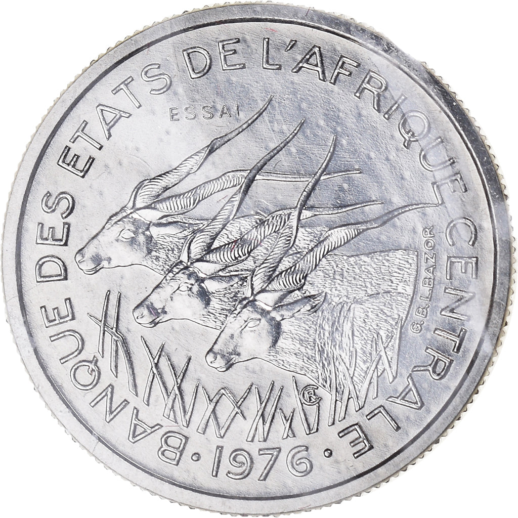 Coin, Central African States, 50 Francs, 1976, Paris, ESSAI, MS(65-70), Nickel