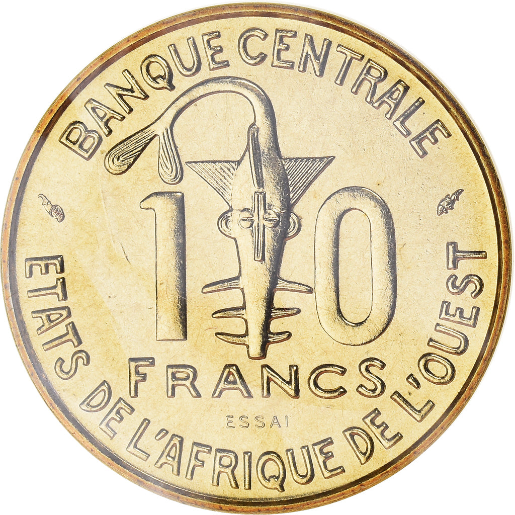 Coin, West African States, 10 Francs, 1981, Paris, ESSAI, MS(65-70), Brass