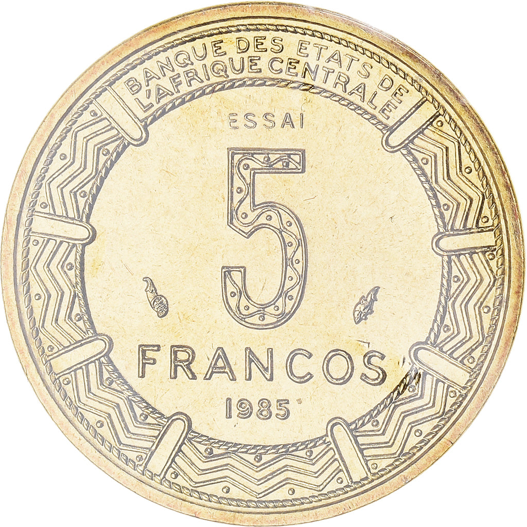 Coin, Equatorial Guinea, 5 Francos, 1985, Paris, ESSAI, MS(65-70)