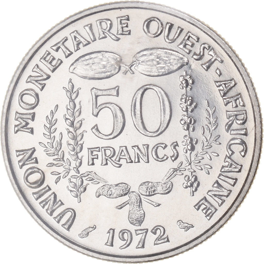 Coin, West African States, 50 Francs, 1972, Paris, MS(65-70), Copper-nickel