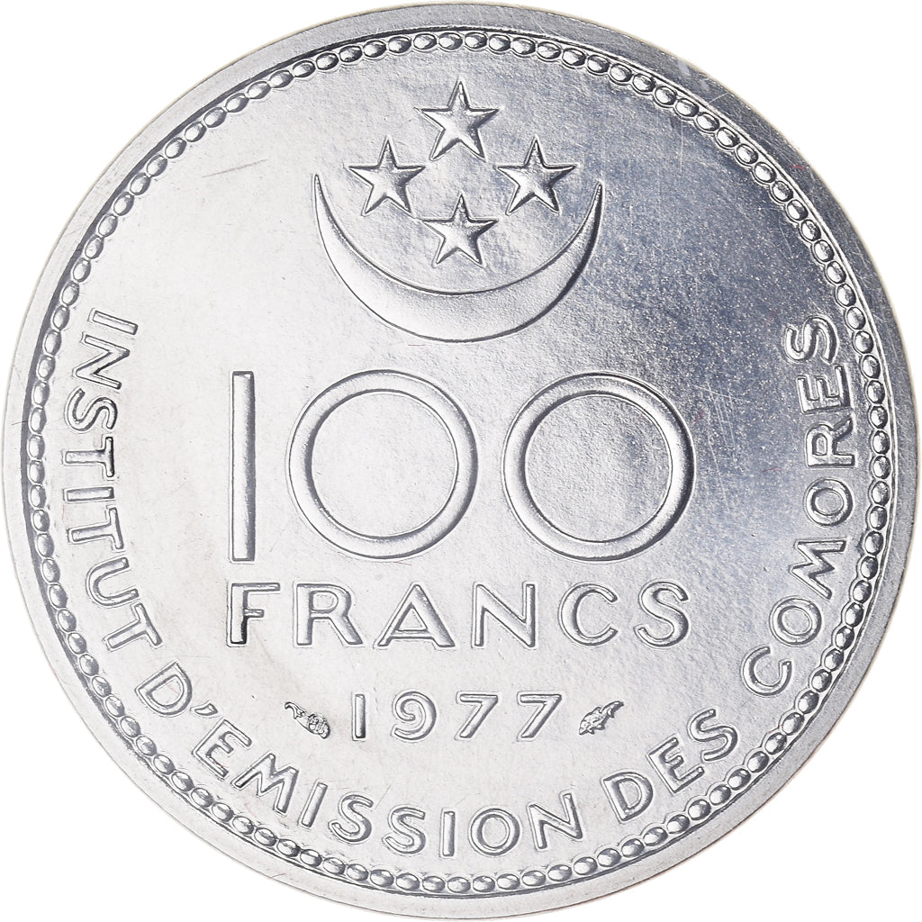 Coin, Comoros, 100 Francs, 1977, Paris, ESSAI, MS(65-70), Nickel, KM:E7