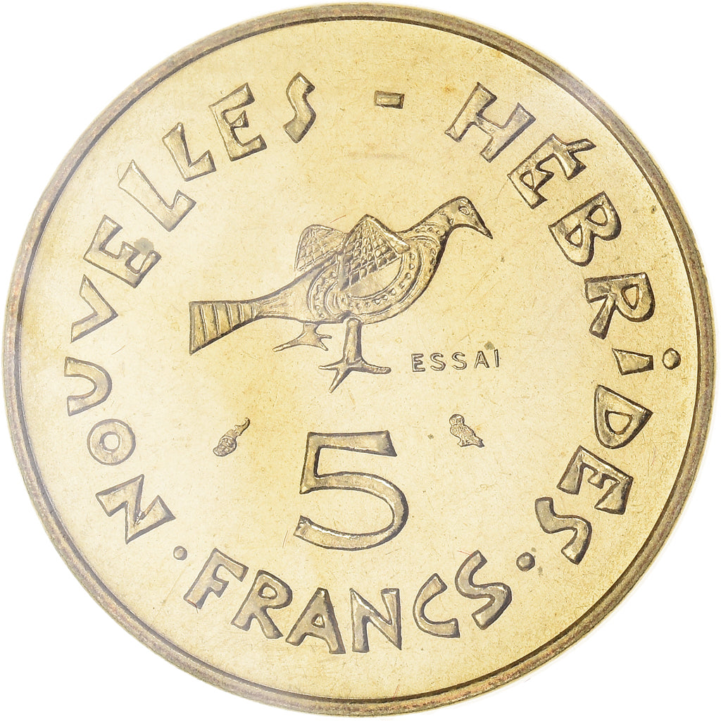 Moneta, Nuove Ebridi, 5 Francs, 1970, Paris, FDC, Bronzo-alluminio-nichel