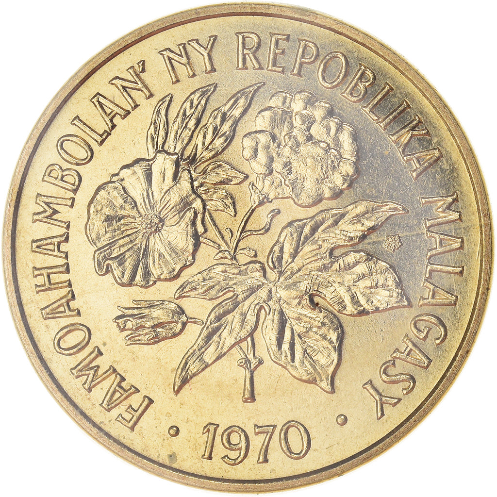 Coin, Madagascar, 20 Francs, 1970, Paris, ESSAI, MS(65-70), Aluminum-Bronze