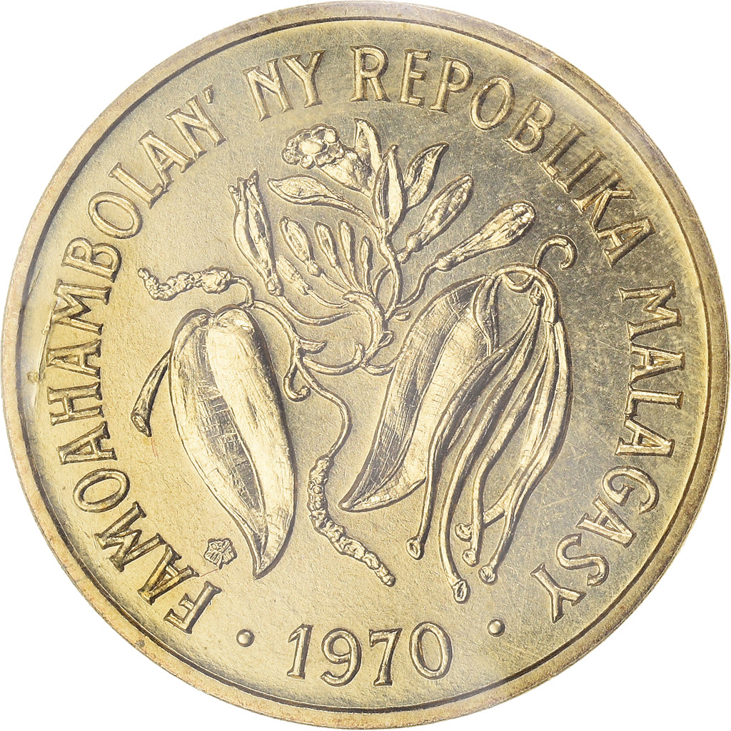 Coin, Madagascar, 10 Francs, 1970, Paris, ESSAI, MS(65-70), Aluminum-Bronze