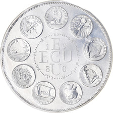 Frankrijk, Medaille, Ecu Europa, Europe Assise, 1980, Rodier, FDC, FDC, Zilver