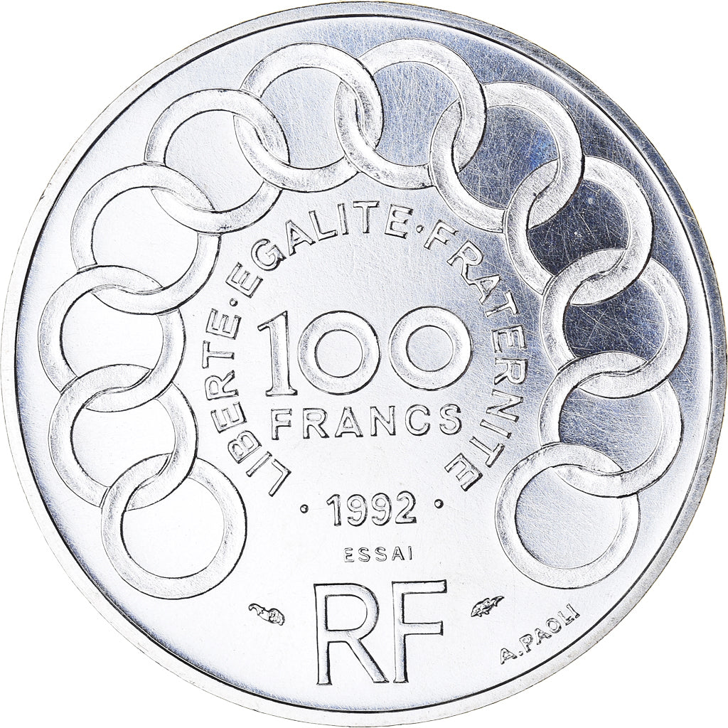 Coin, France, Jean Monnet, 100 Francs, 1992, ESSAI, MS(65-70), Silver, KM:1120