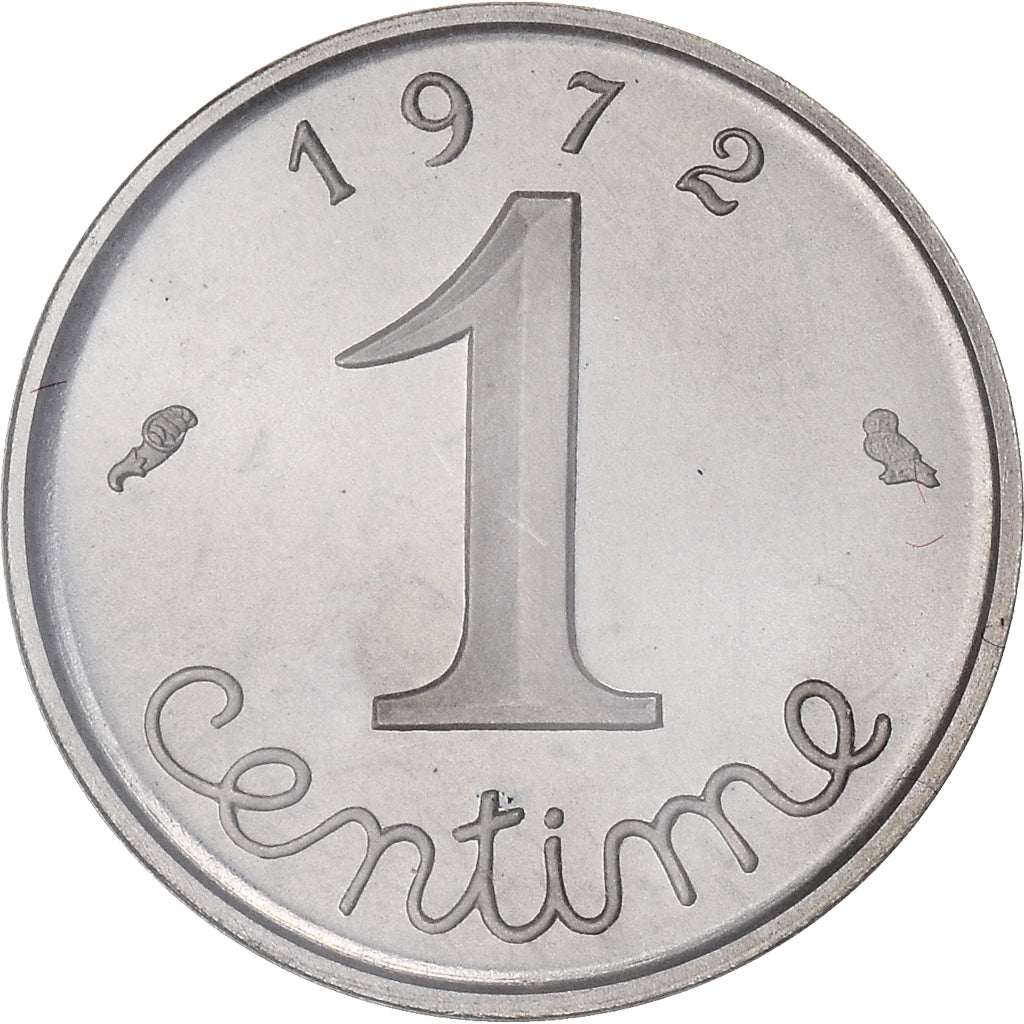Moeda, França, Épi, Centime, 1972, Paris, Piéfort, MS(65-70), Prata, KM:P438