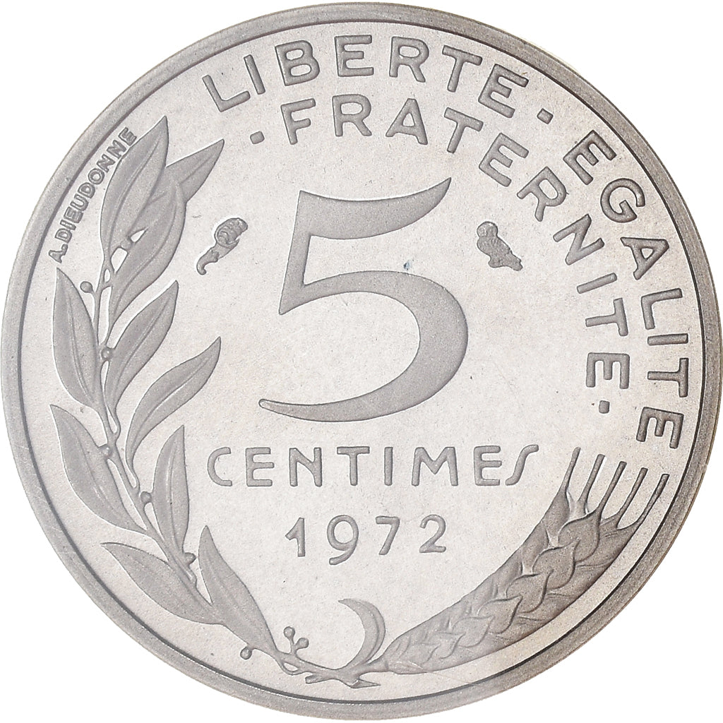 Coin, France, Marianne, 5 Centimes, 1972, Paris, Piéfort, MS(65-70), Silver