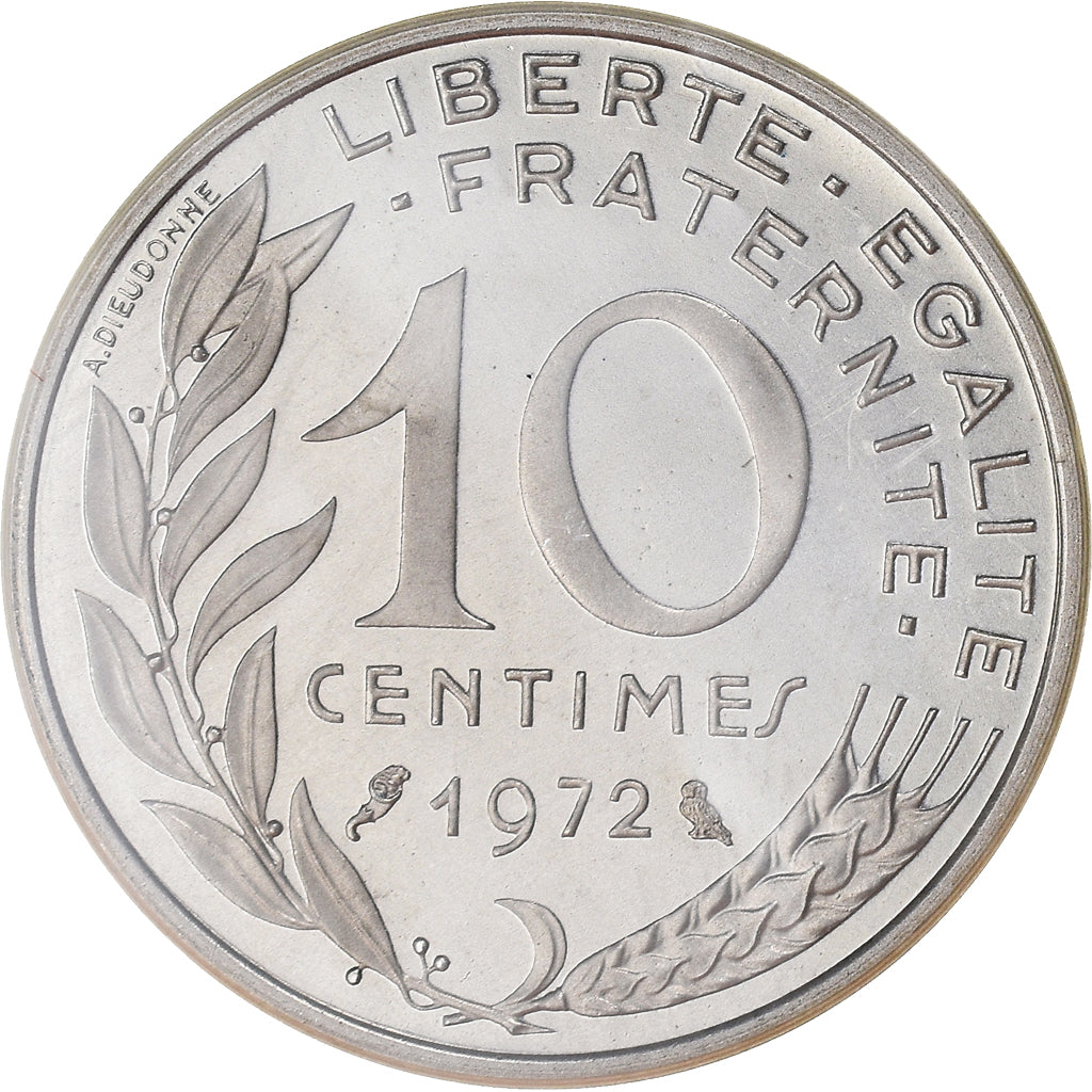 Coin, France, Marianne, 10 Centimes, 1972, Paris, Piéfort, MS(65-70), Silver