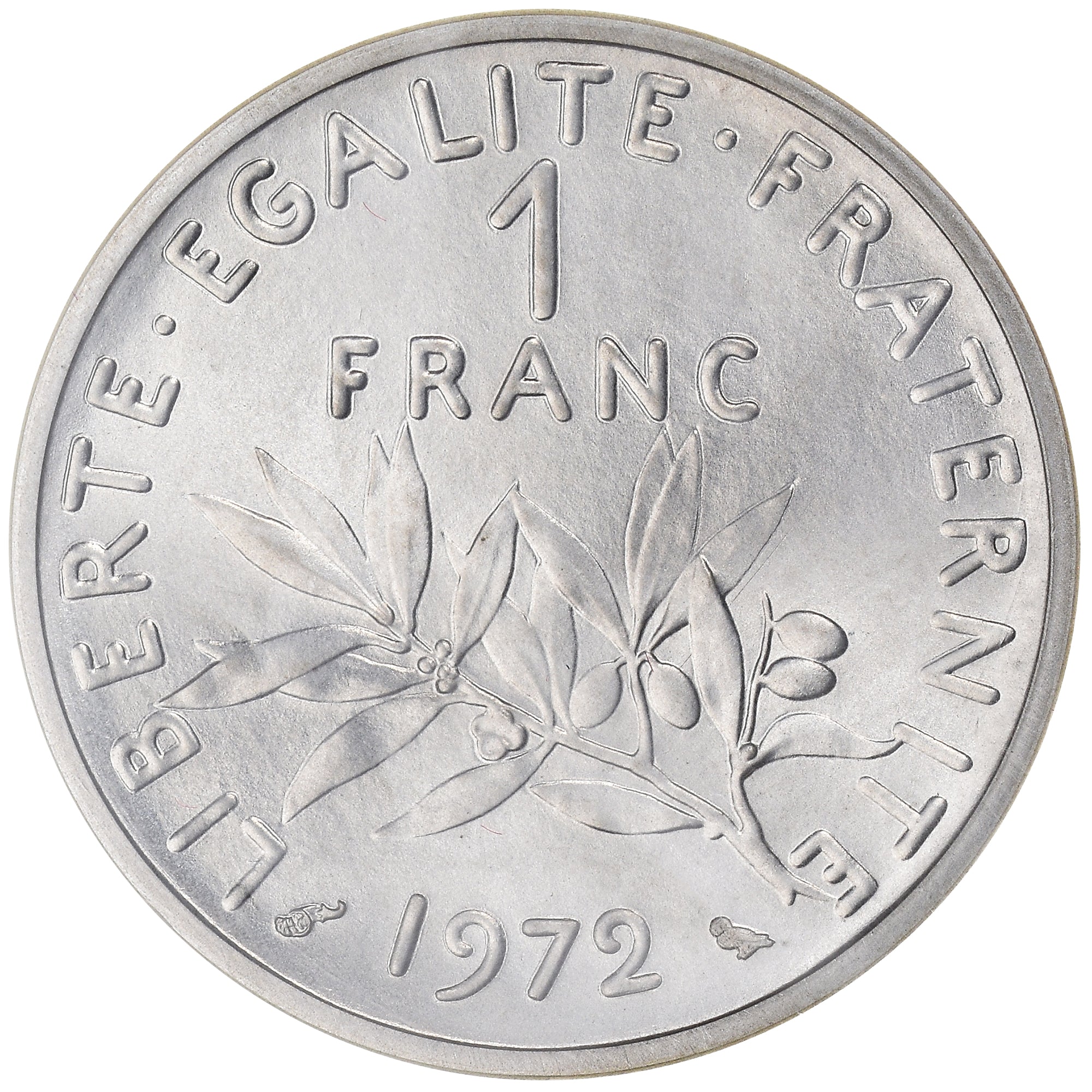 Coin, France, Franc, 1972, Paris, Piéfort, MS(65-70), Silver, KM:P453