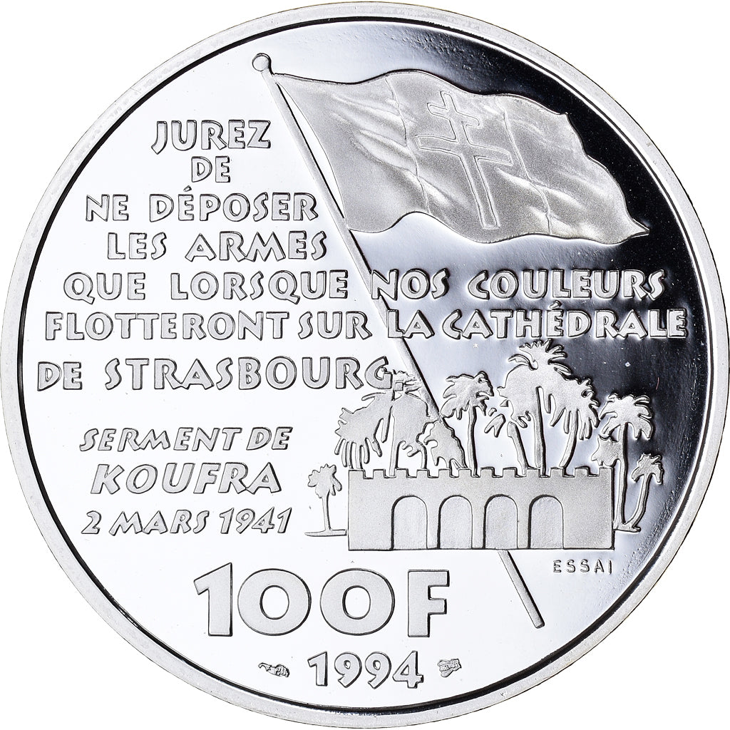 Coin, France, Philippe Leclerc de Hauteclocque, 100 Francs, 1994, Essai Proof