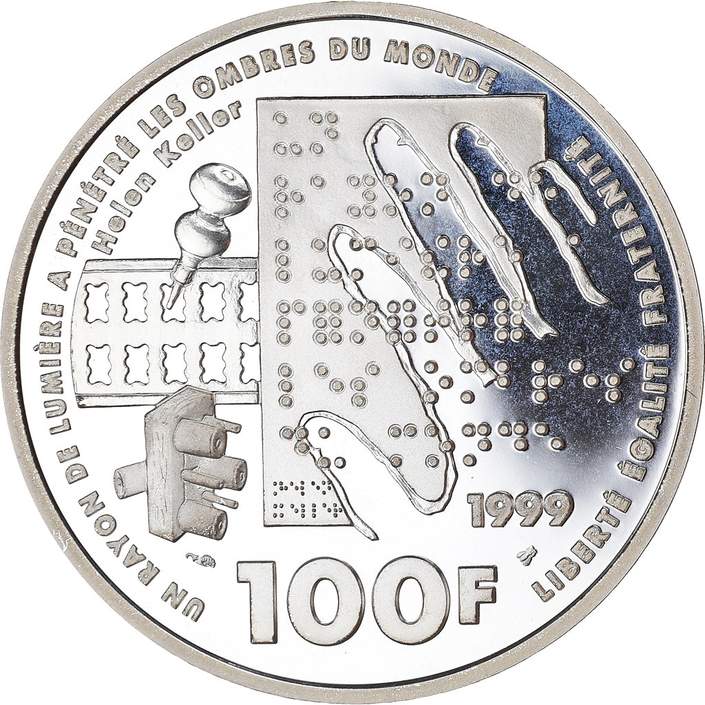 Monnaie, France, Louis Braille, 100 Francs, 1999, Paris, Proof / BE, FDC