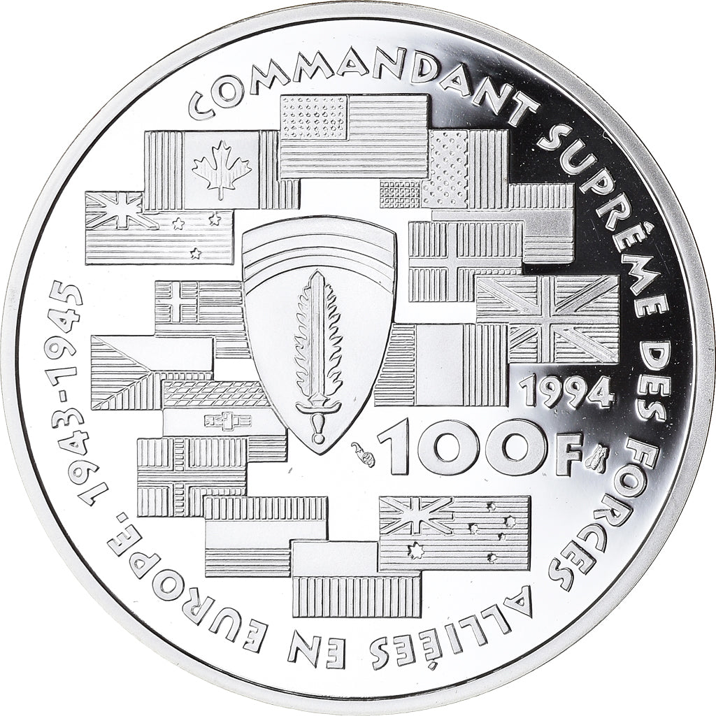 Moneta, Francia, Dwight D.  Eisenhower, Libération, 100 Francs, 1994, Proof /