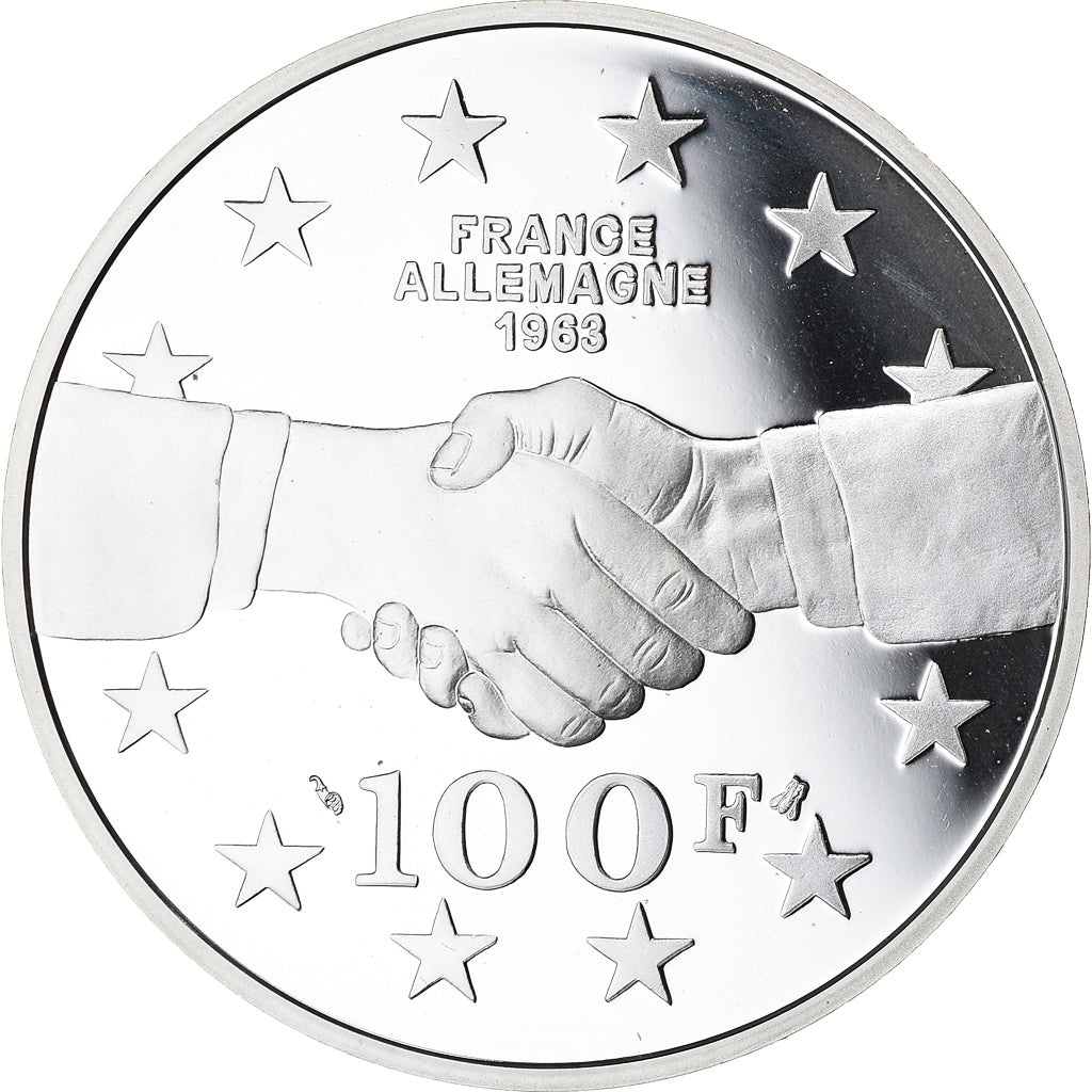 Coin, France, De Gaulle - Adenauer, Libération, 100 Francs, 1994, Proof / BE