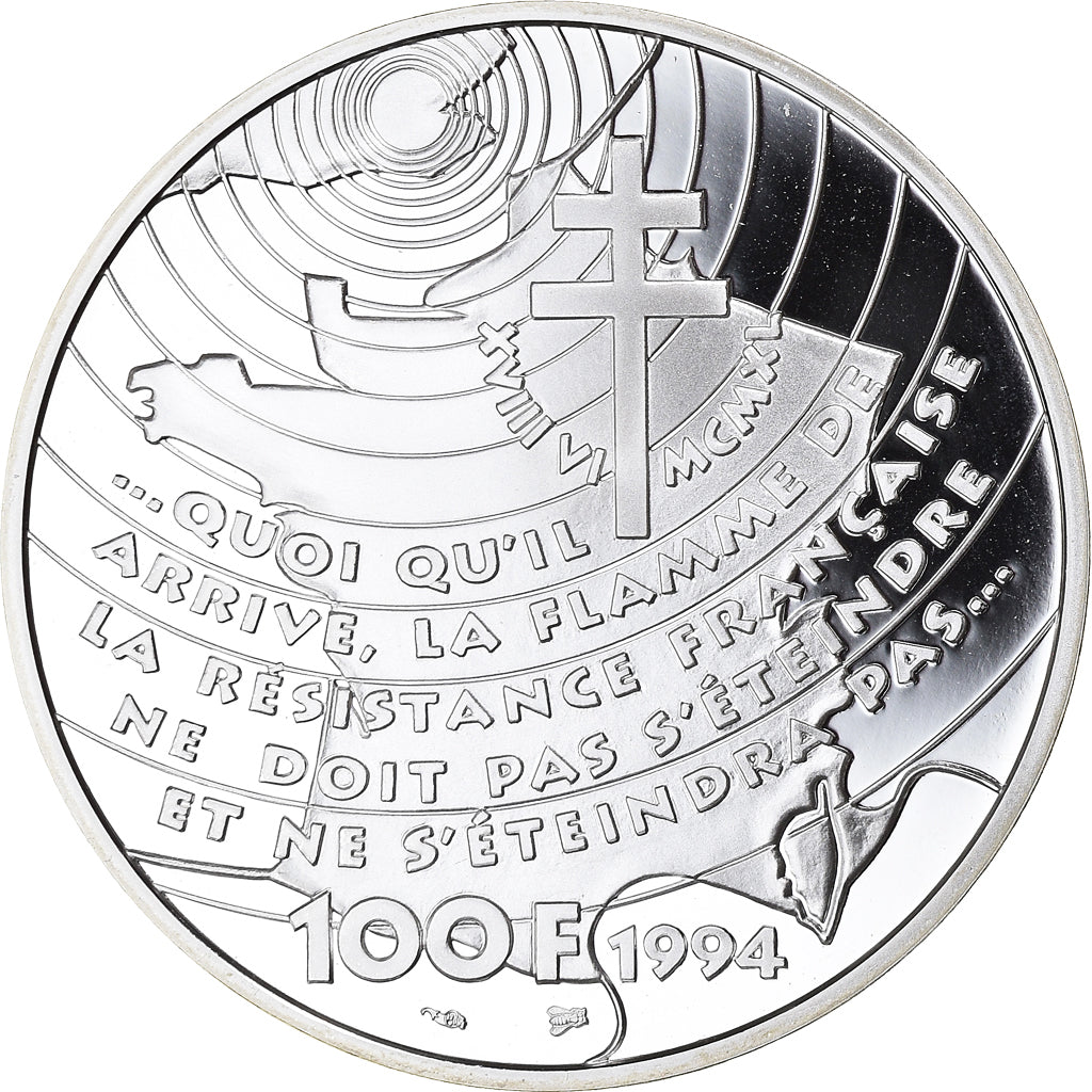 Coin, France, Appel du 18 juin 1940, Libération, 100 Francs, 1994, Proof / BE
