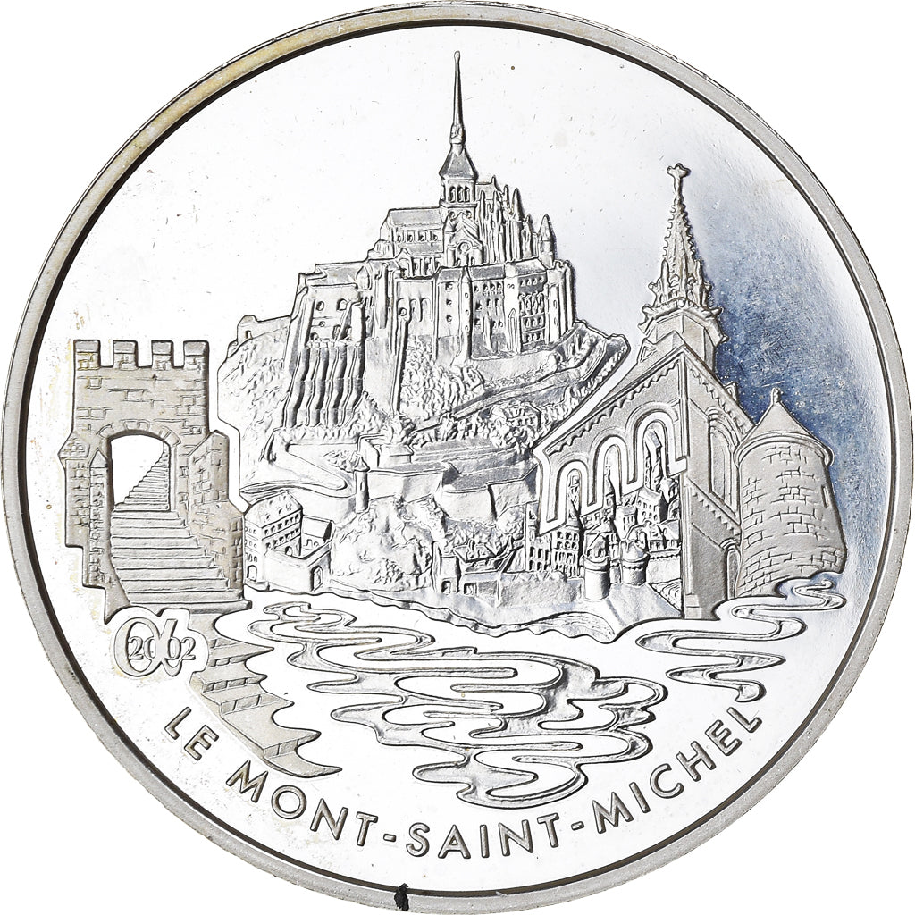 France, Mont Saint Michel, 1-1/2 Euro, 2002, Paris, BE, MS(65-70), Silver