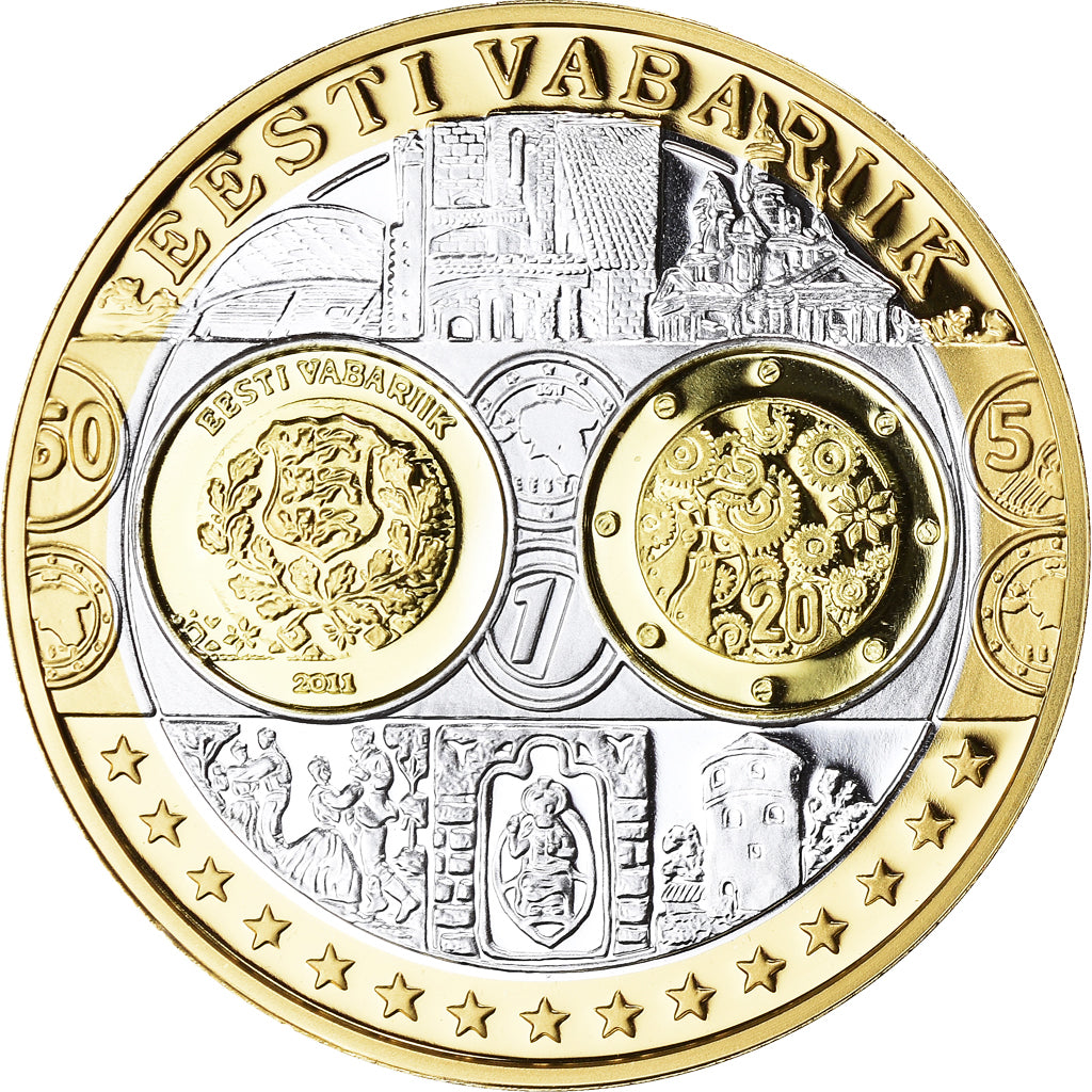 Estónia, Medal, Euro, Europa, Politics, FDC, MS(65-70), Prata