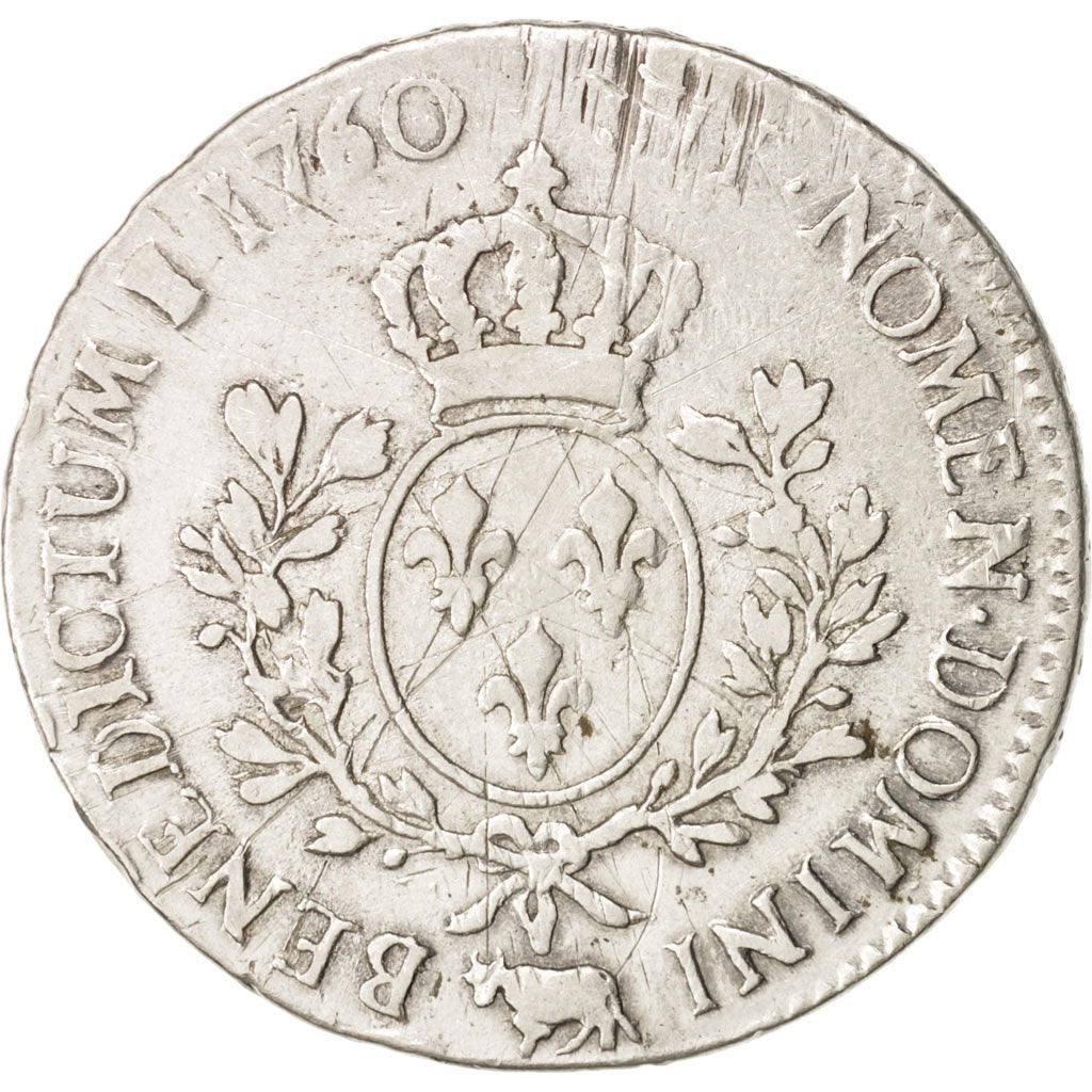 Francia, Louis XV, Écu de Béarn au bandeau, 1760, Pau, MB, Argento, KM 518