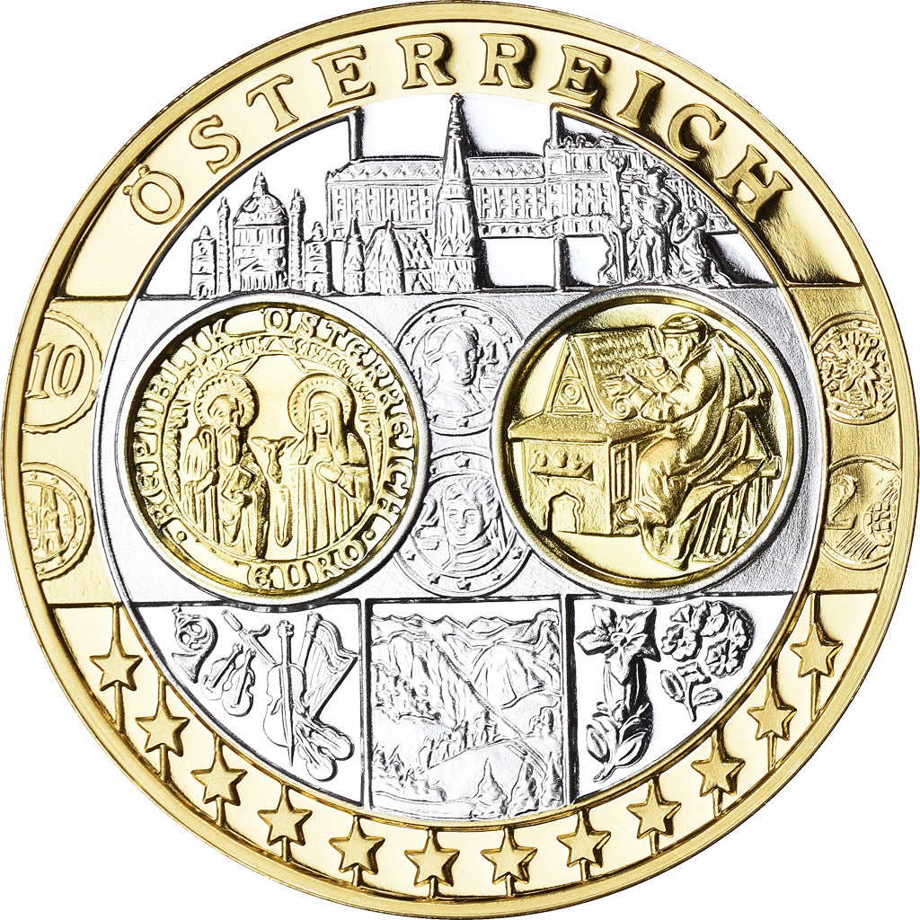 Austria, Medal, Euro, Europa, Politics, FDC, MS(65-70), Silver