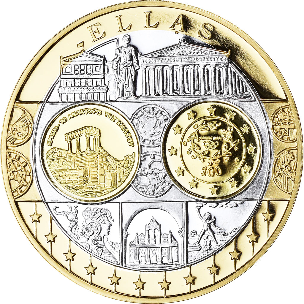 Grécia, Medal, Euro, Europa, FDC, MS(65-70), Prata