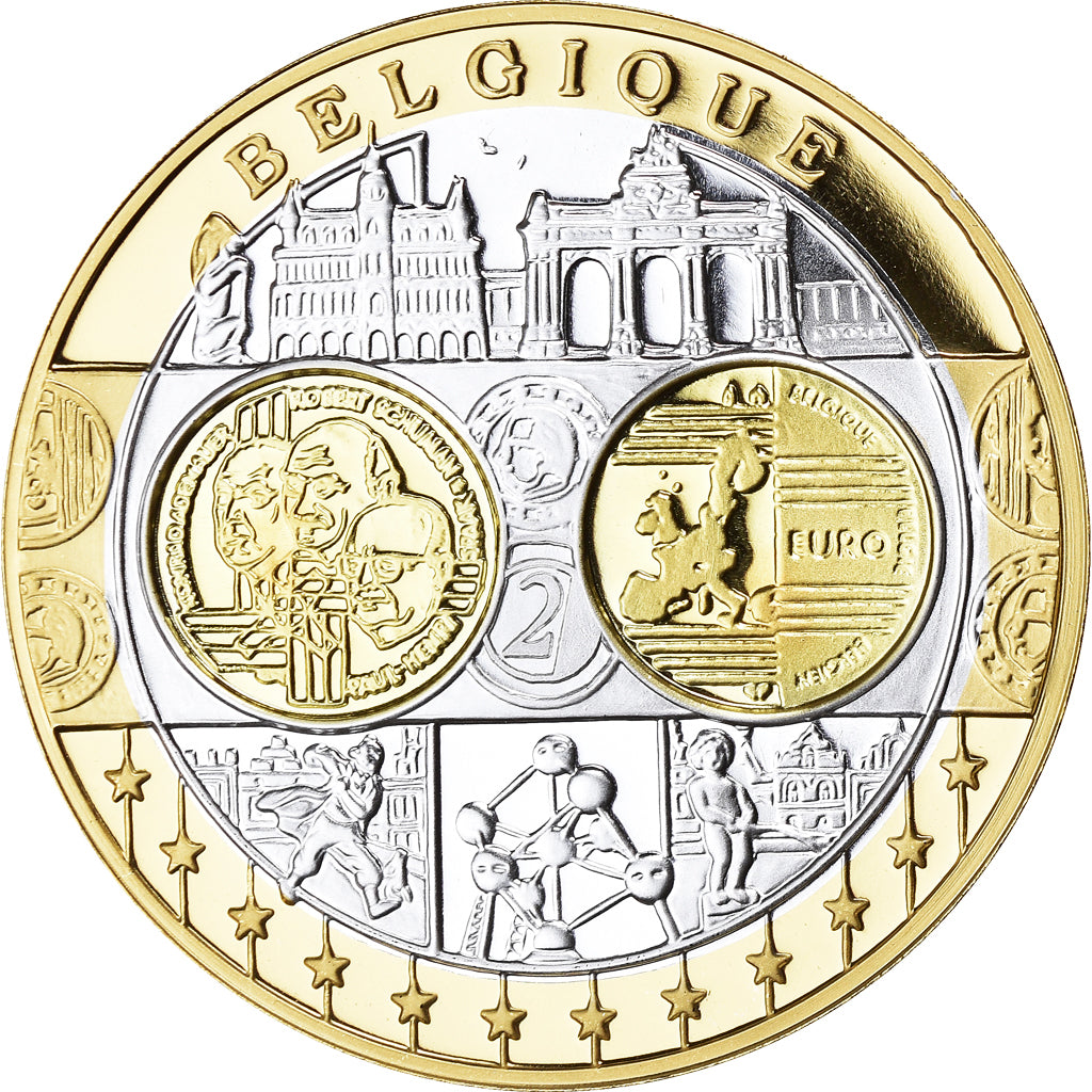 Belgium, Medal, Euro, Europa, Politics, FDC, MS(65-70), Silver
