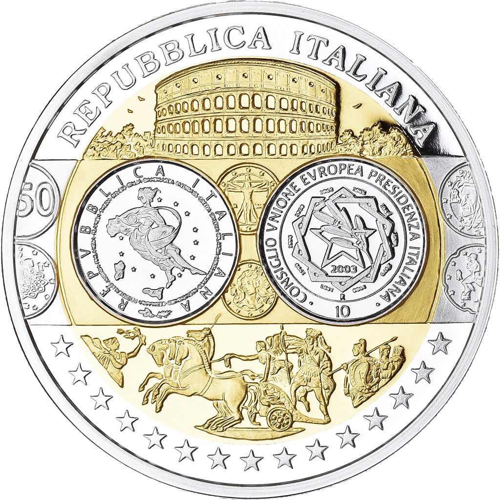 Italy, Medal, Euro, Europa, Politics, FDC, MS(65-70), Silver