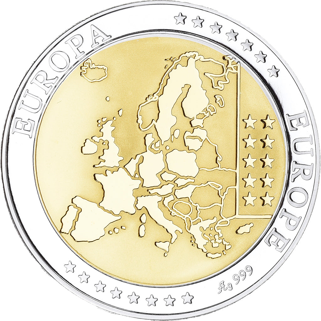 Italy, Medal, Euro, Europa, Politics, FDC, MS(65-70), Silver