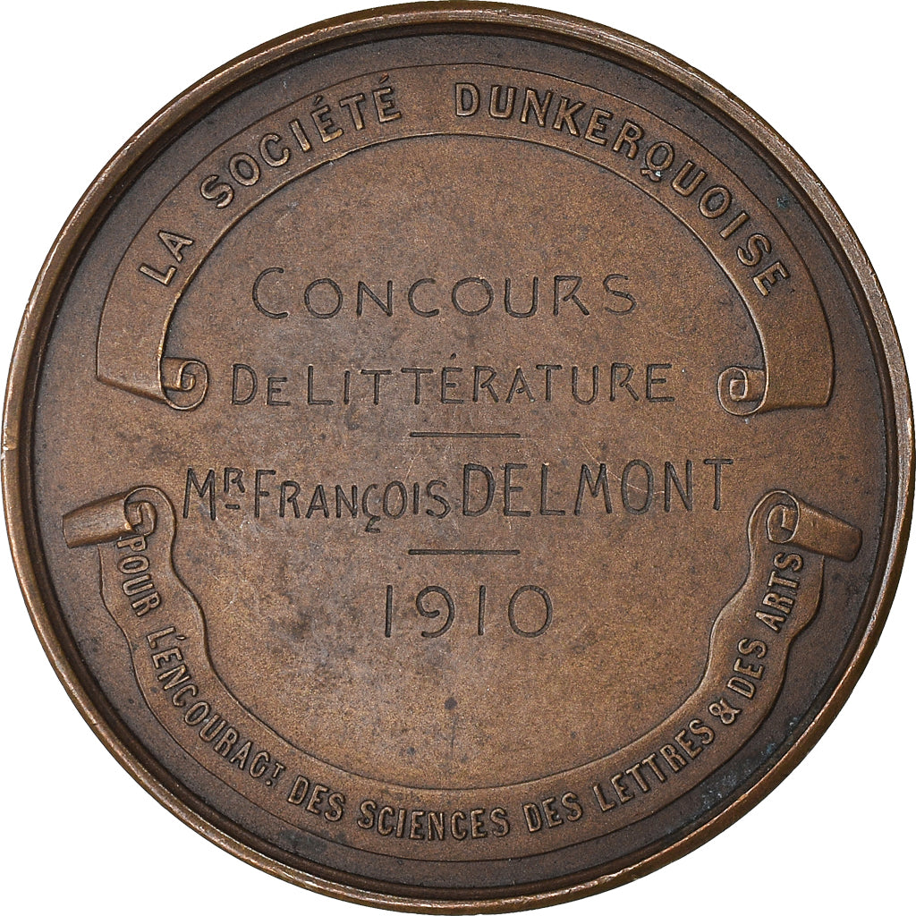 Frankreich, Medaille, Concours de Littérature, Dunkerque, Arts & Culture, 1910
