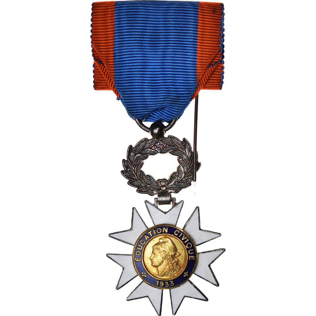Francia, Education Civique, medaglia, 1933, Eccellente qualità, Bronzo, 36