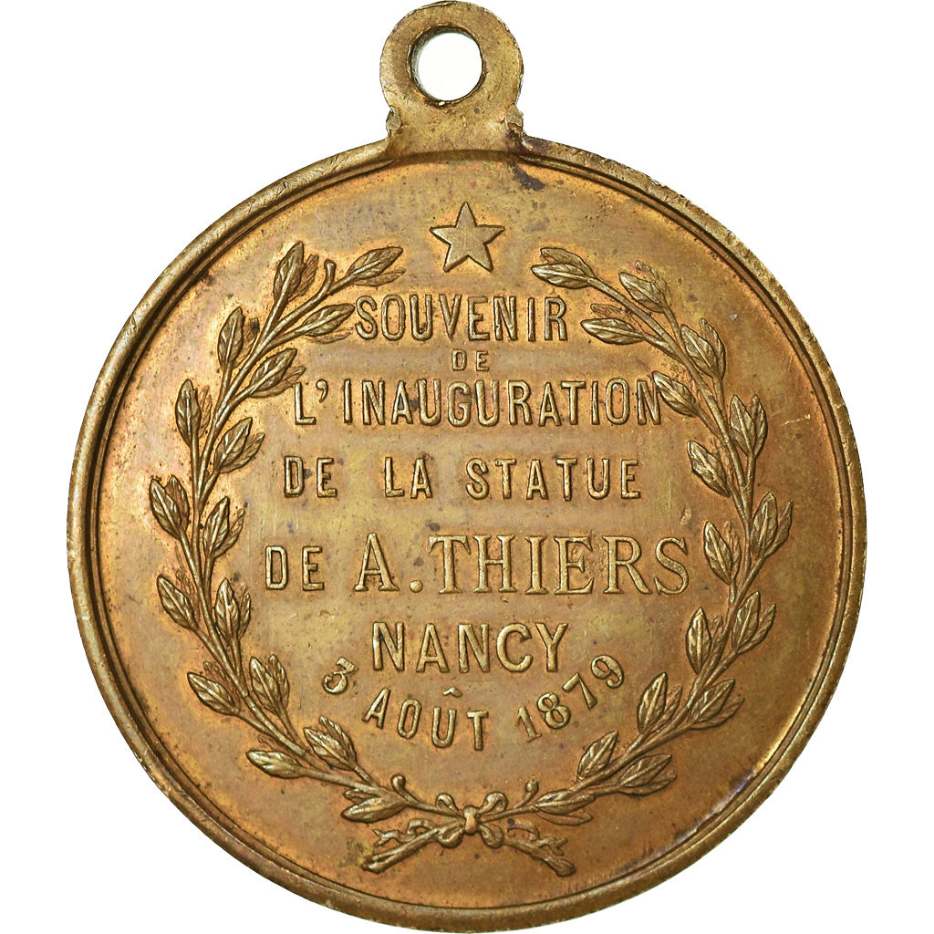 France, Medal, Inauguration de la Statue de Adolphe Thiers, Nancy, 1879